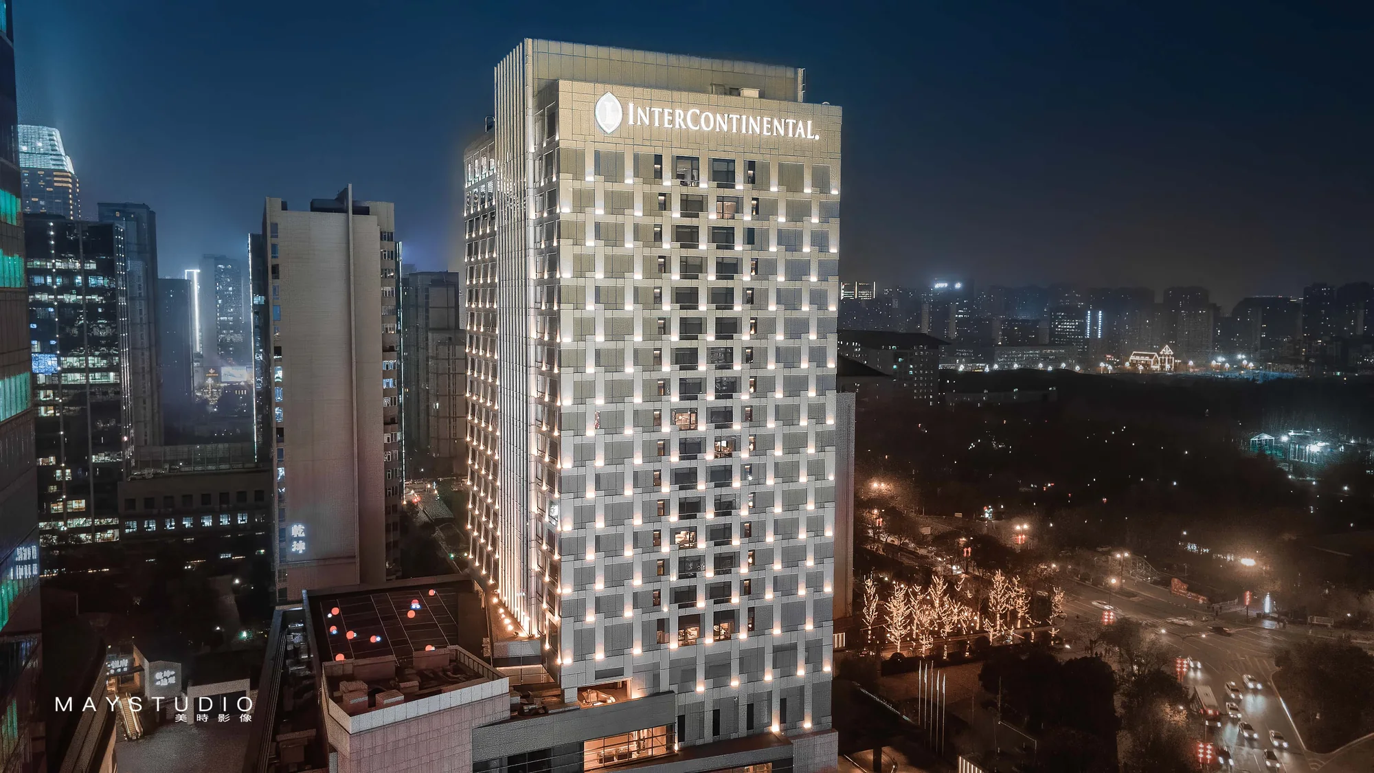 Elevated view of hotel architecture in Xi'an, China