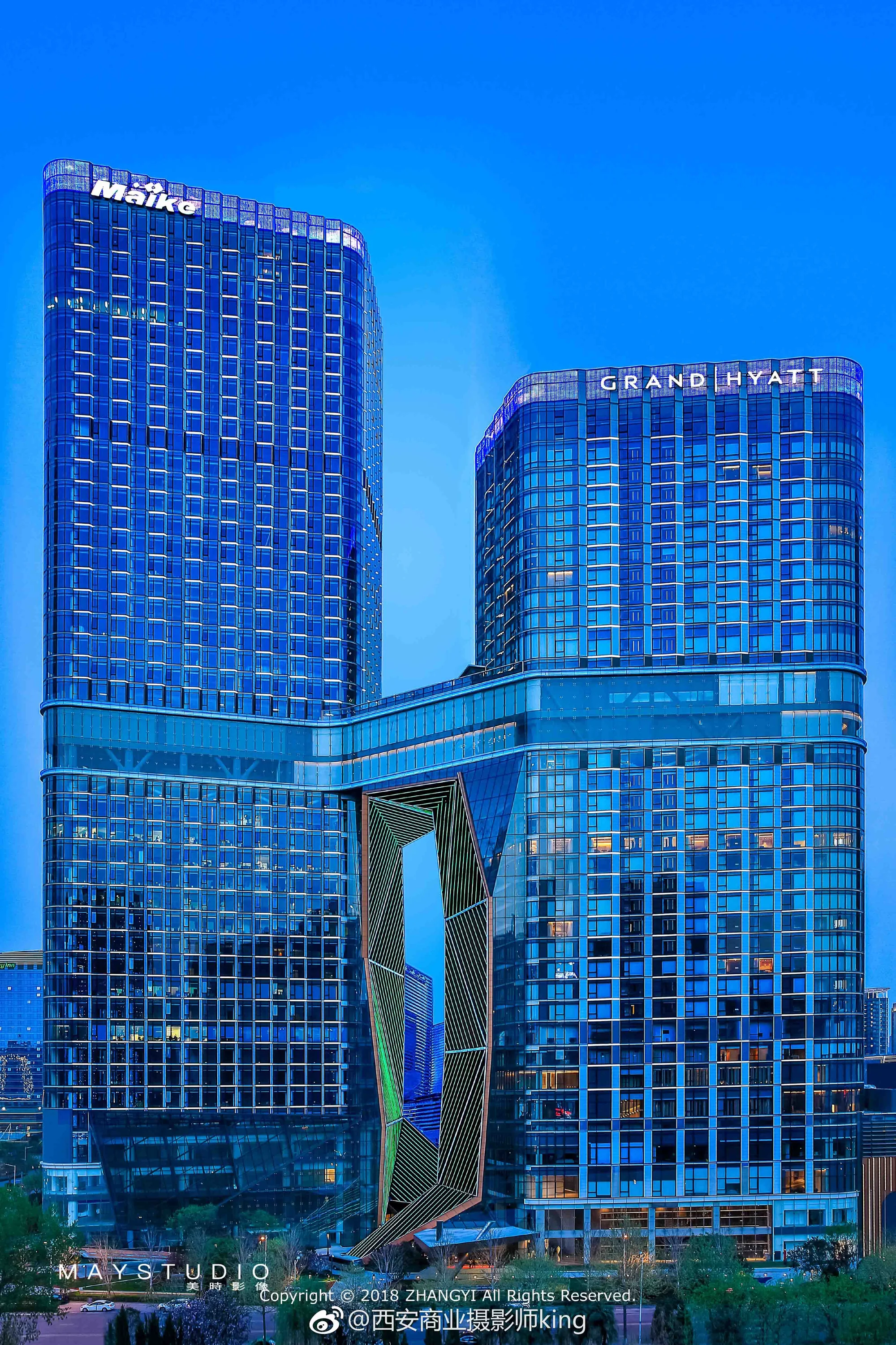 Elevated view of hotel architecture in Xi'an, China